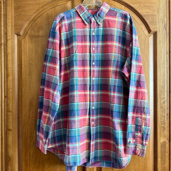 Ralph Lauren color pony  button down plaid shirt long sleeve men’s 2XLT tall XXL - Picture 12 of 12